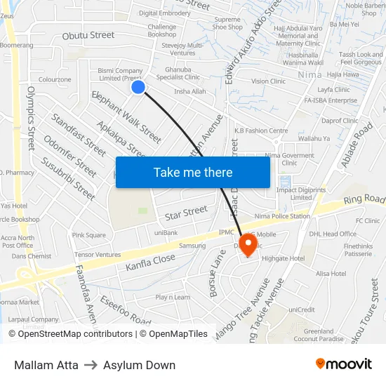 Mallam Atta to Asylum Down map