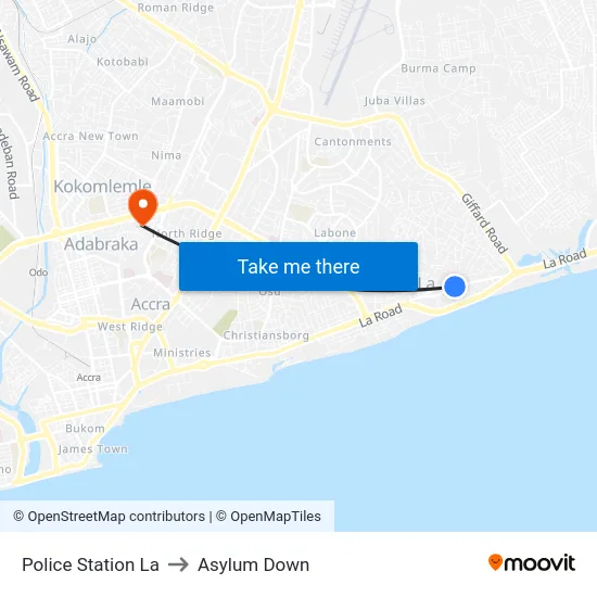 Police Station La to Asylum Down map