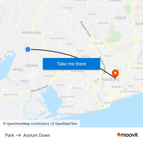 Park to Asylum Down map