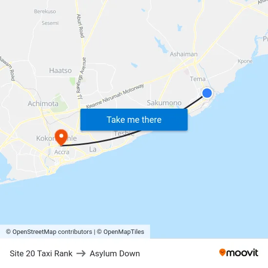 Site 20 Taxi Rank to Asylum Down map