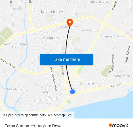 Tema Station to Asylum Down map