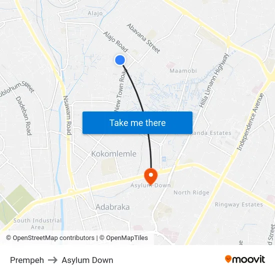Prempeh to Asylum Down map
