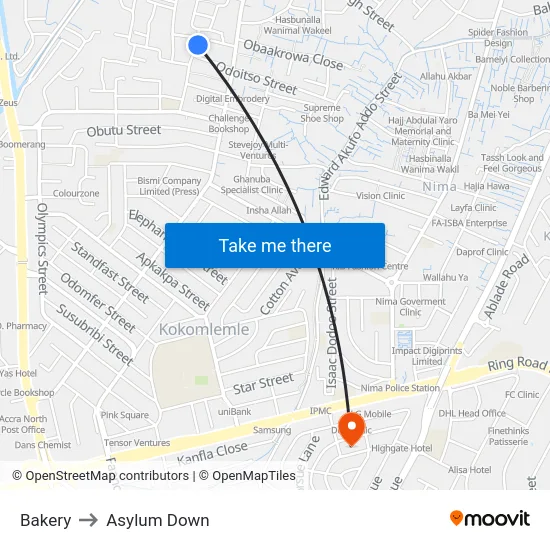 Bakery to Asylum Down map