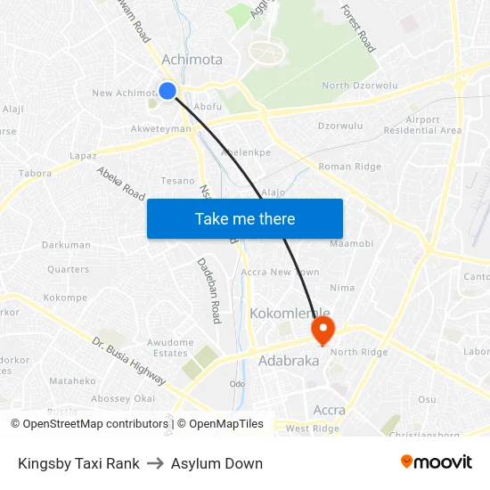 Kingsby Taxi Rank to Asylum Down map