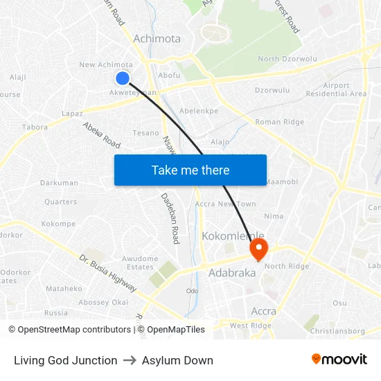 Living God Junction to Asylum Down map