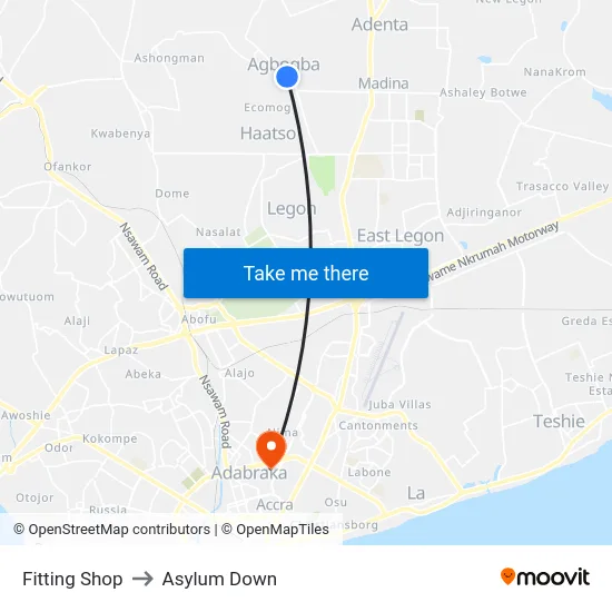 Fitting Shop to Asylum Down map