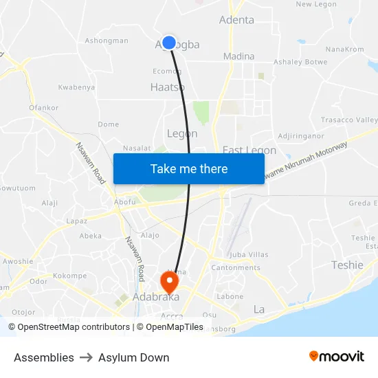 Assemblies to Asylum Down map
