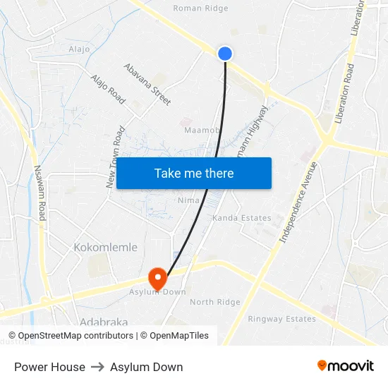 Power House to Asylum Down map