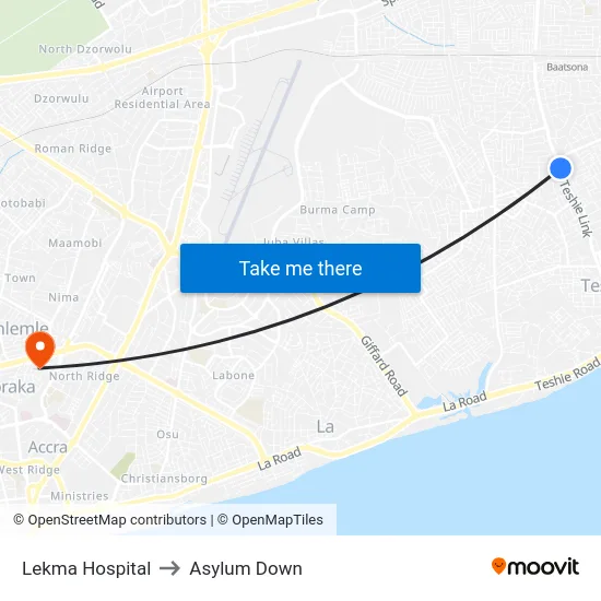 Lekma Hospital to Asylum Down map
