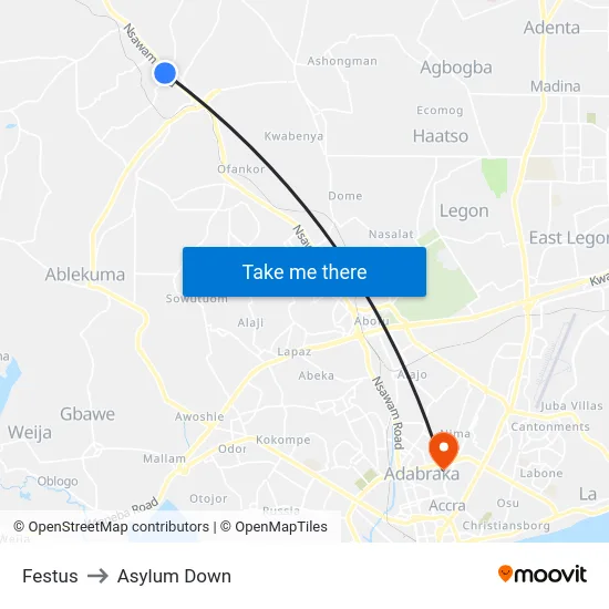 Festus to Asylum Down map
