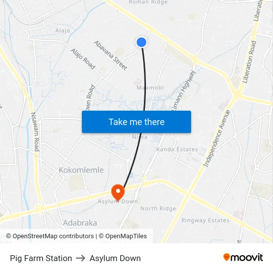Pig Farm Station to Asylum Down map