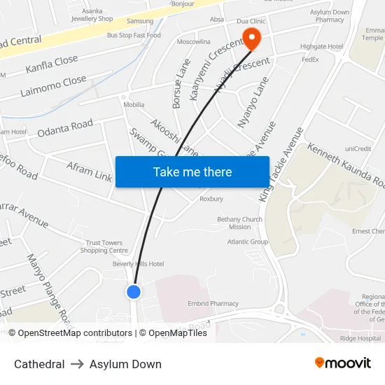 Cathedral to Asylum Down map