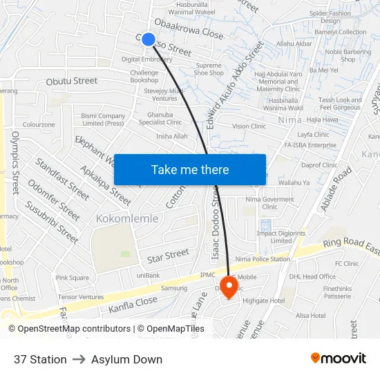 37 Station to Asylum Down map