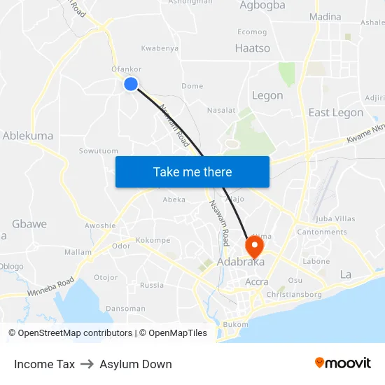 Income Tax to Asylum Down map