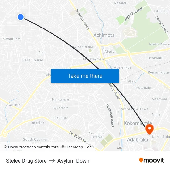 Stelee Drug Store to Asylum Down map