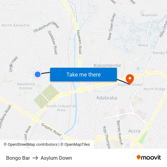 Bongo Bar to Asylum Down map
