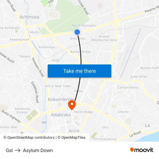Gsl to Asylum Down map