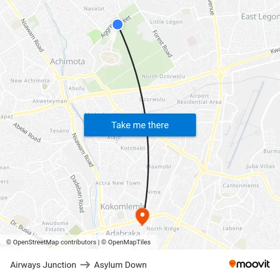 Airways Junction to Asylum Down map