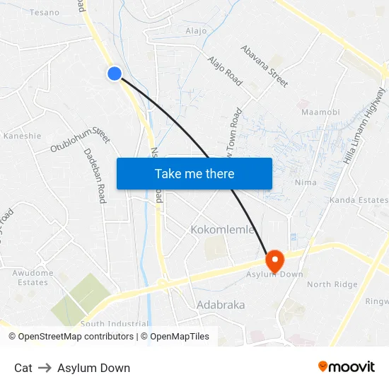 Cat to Asylum Down map