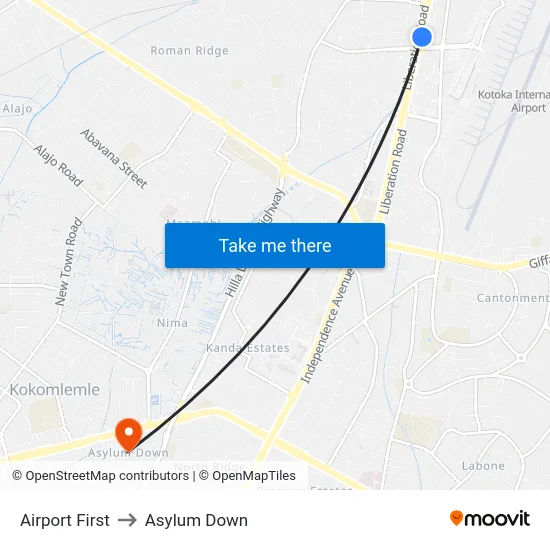 Airport First to Asylum Down map