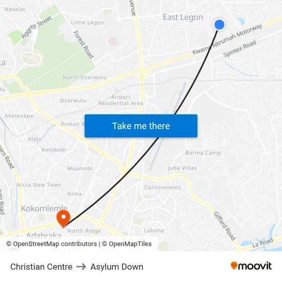 Christian Centre to Asylum Down map