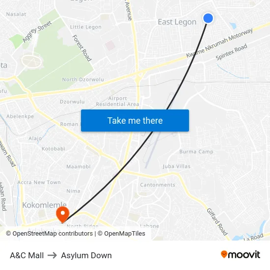 A&C Mall to Asylum Down map