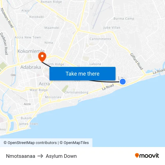 Nmotsaanaa to Asylum Down map