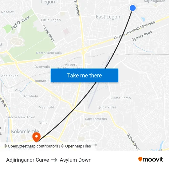 Adjiringanor Curve to Asylum Down map