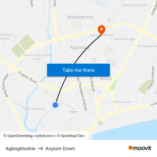 Agbogbloshie to Asylum Down map
