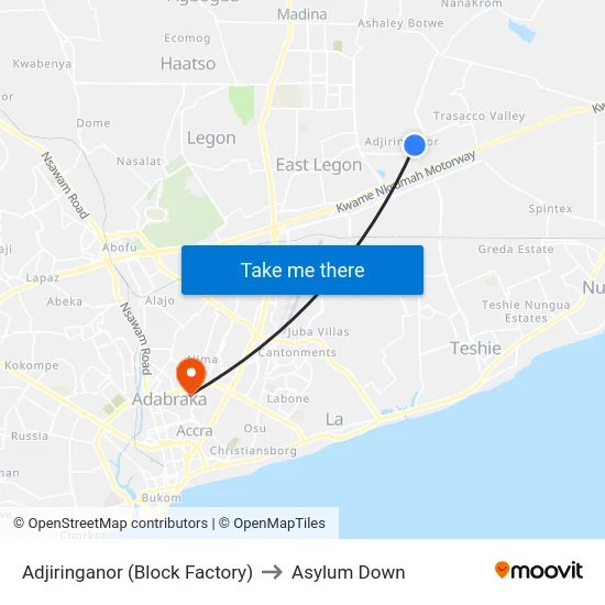 Adjiringanor (Block Factory) to Asylum Down map