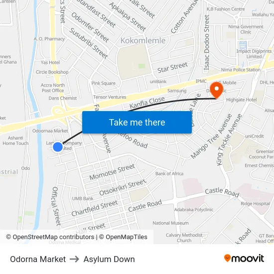 Odorna Market to Asylum Down map