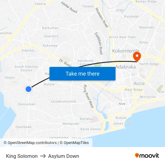 King Solomon to Asylum Down map