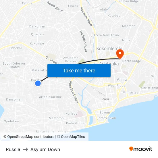 Russia to Asylum Down map