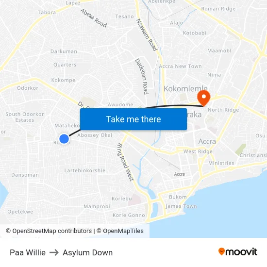 Paa Willie to Asylum Down map