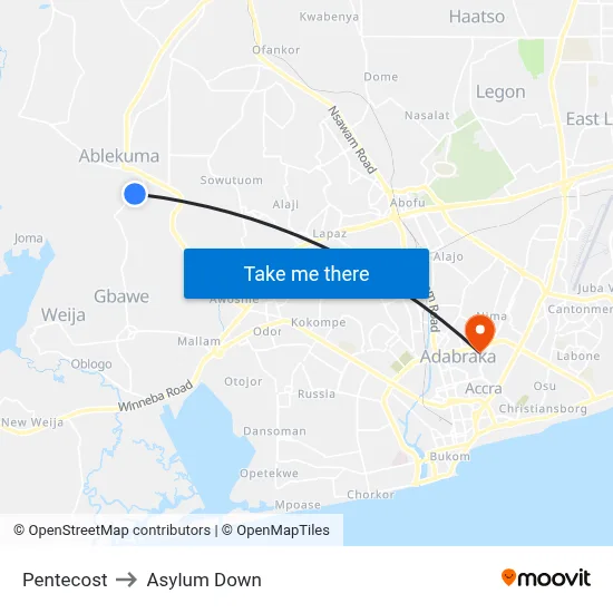 Pentecost to Asylum Down map