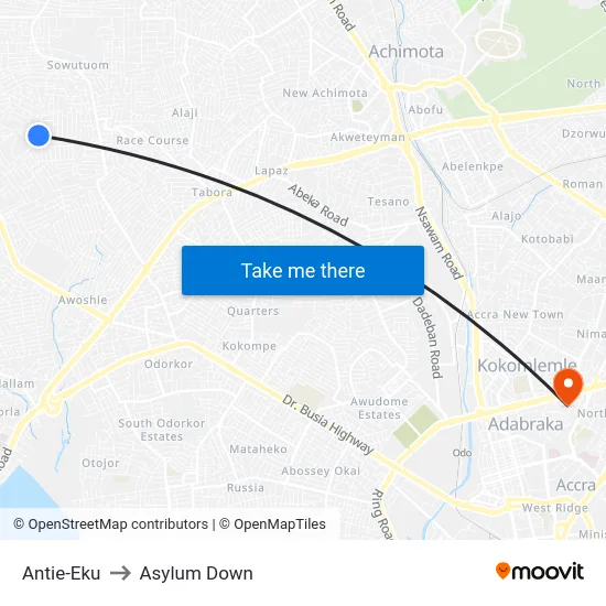 Antie-Eku to Asylum Down map