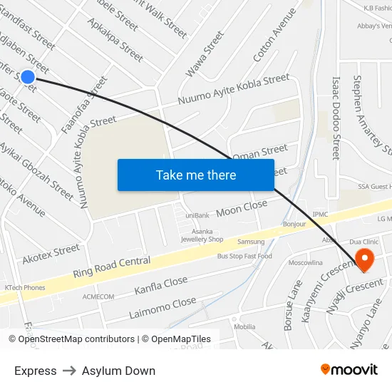 Express to Asylum Down map