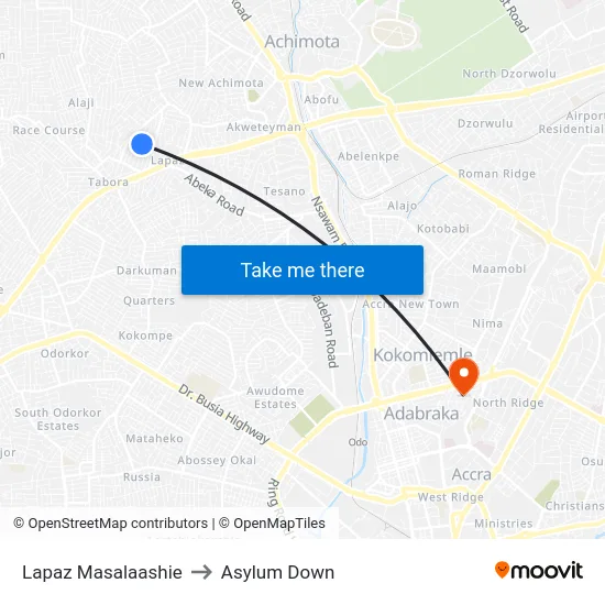 Lapaz Masalaashie to Asylum Down map