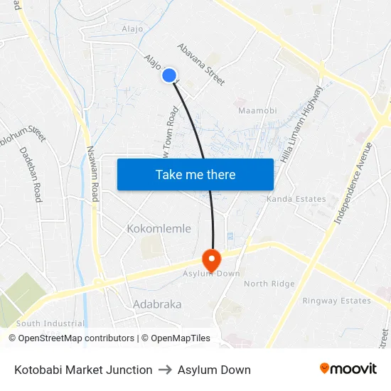Kotobabi Market Junction to Asylum Down map