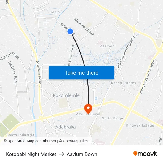 Kotobabi Night Market to Asylum Down map