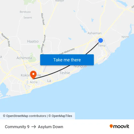 Community 9 to Asylum Down map