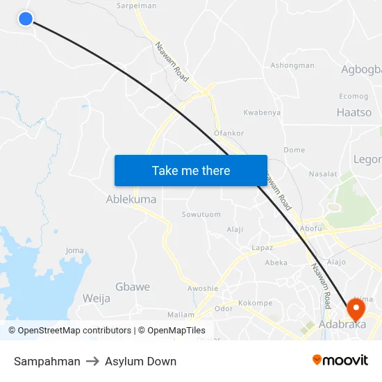 Sampahman to Asylum Down map