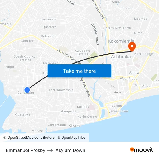 Emmanuel Presby to Asylum Down map