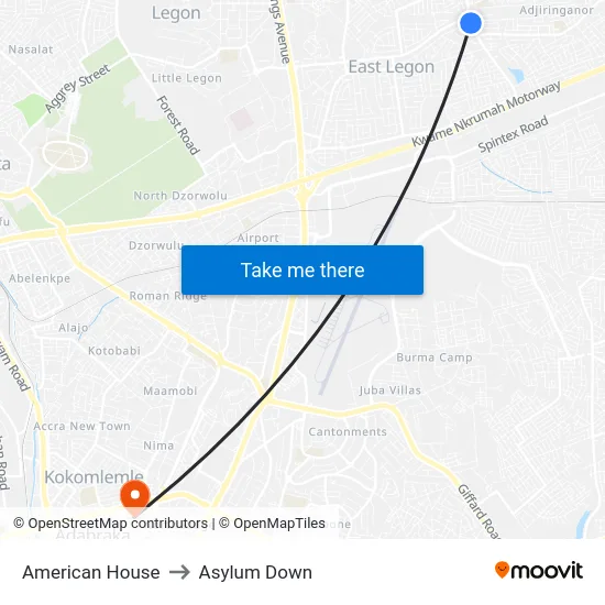 American House to Asylum Down map