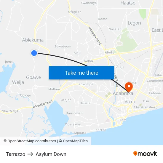 Tarrazzo to Asylum Down map