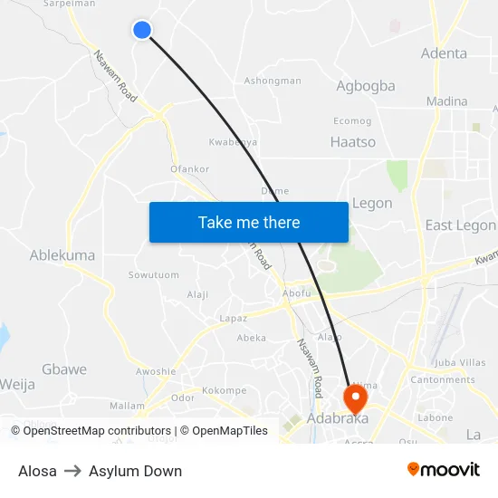 Alosa to Asylum Down map