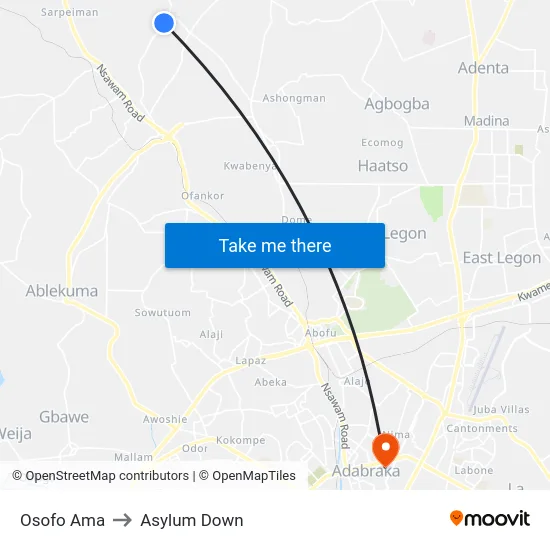 Osofo Ama to Asylum Down map