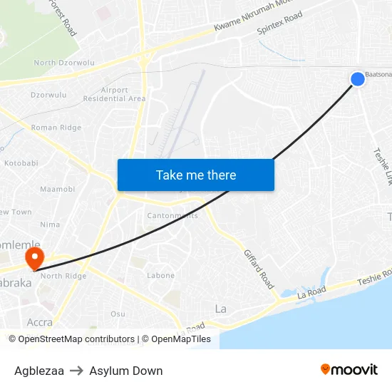 Agblezaa to Asylum Down map