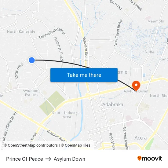 Prince Of Peace to Asylum Down map