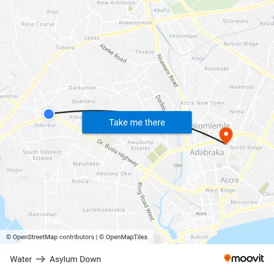 Water to Asylum Down map